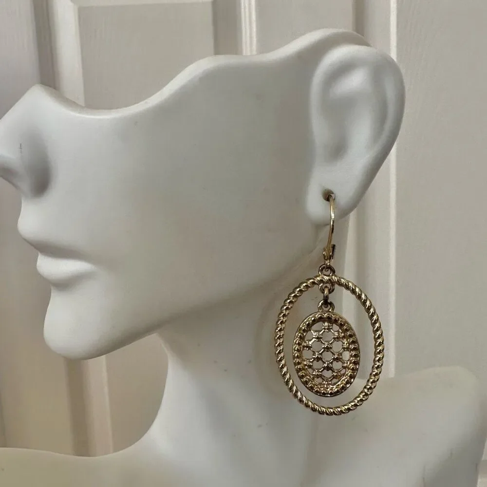 Gold tone oval earrings